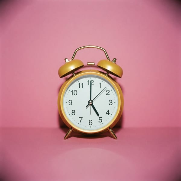 A gold twin bell alarm clock.